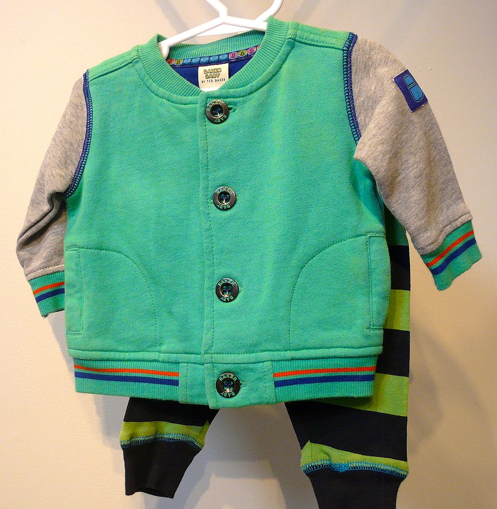 BABY BAKER BASEBALL JACKET + TRACKIES 0-3 MONTHS