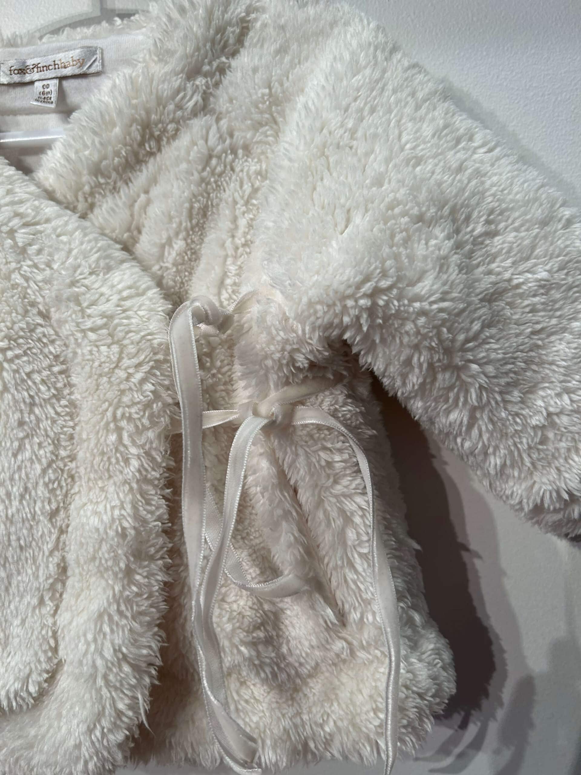 ZARA BABY DRESS + BEBE VELOUR LEGGINGS + FOX & FINCH FAUX FUR JACKET 6-9 MONTHS - Image 9