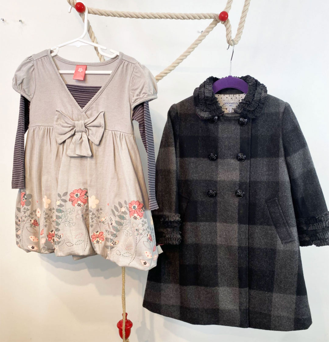 SIMONETTA (Italy) WOOL COAT + PUMPKIN PATCH BUBBLE HEM DRESS