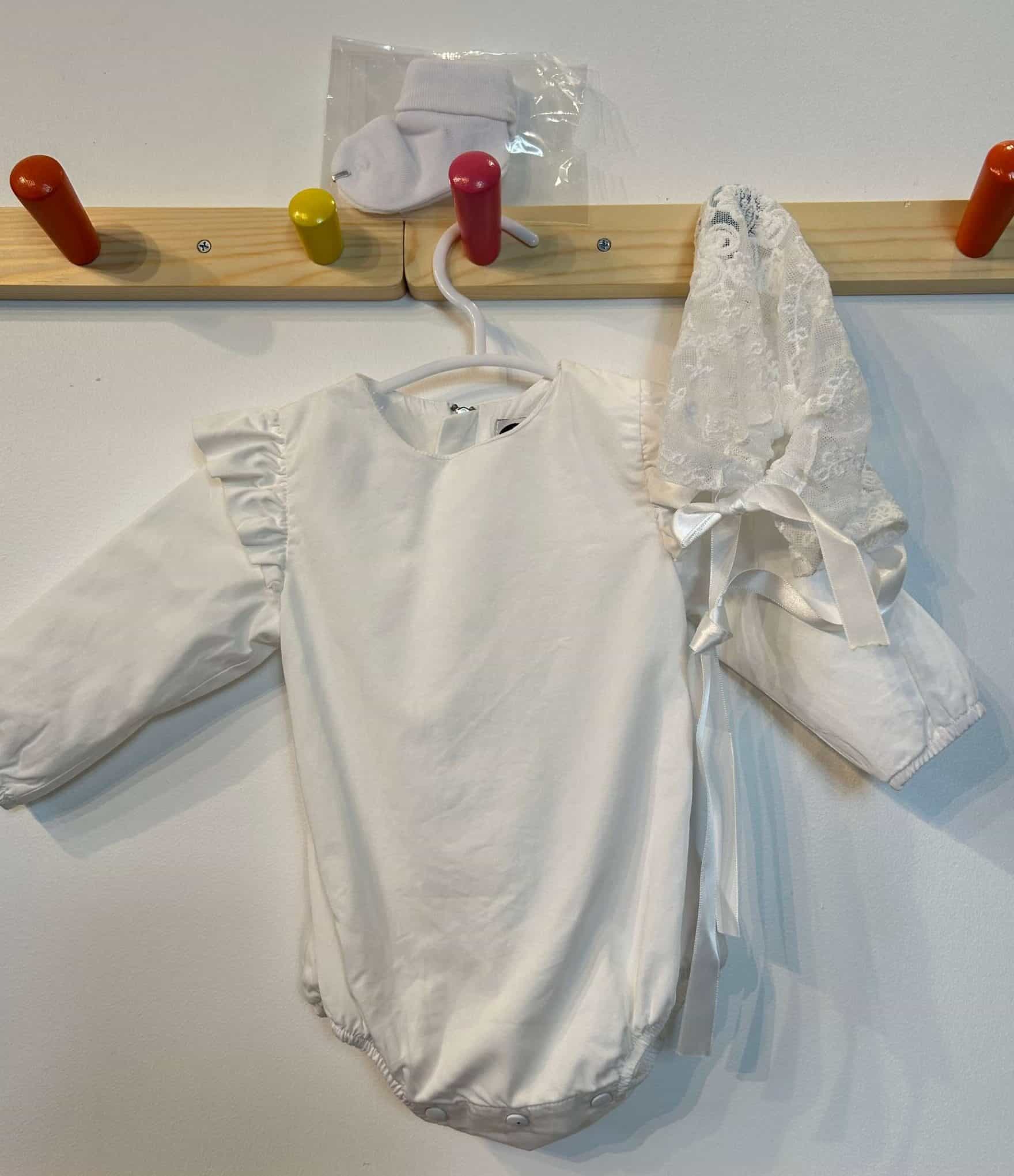 LILY ROSE (UK Designer) ELEGANT ONESIE + BONNET + BOOTIES