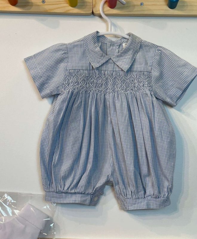 VINTAGE HAND SMOCKED ONESIE 0-3 MONTHS