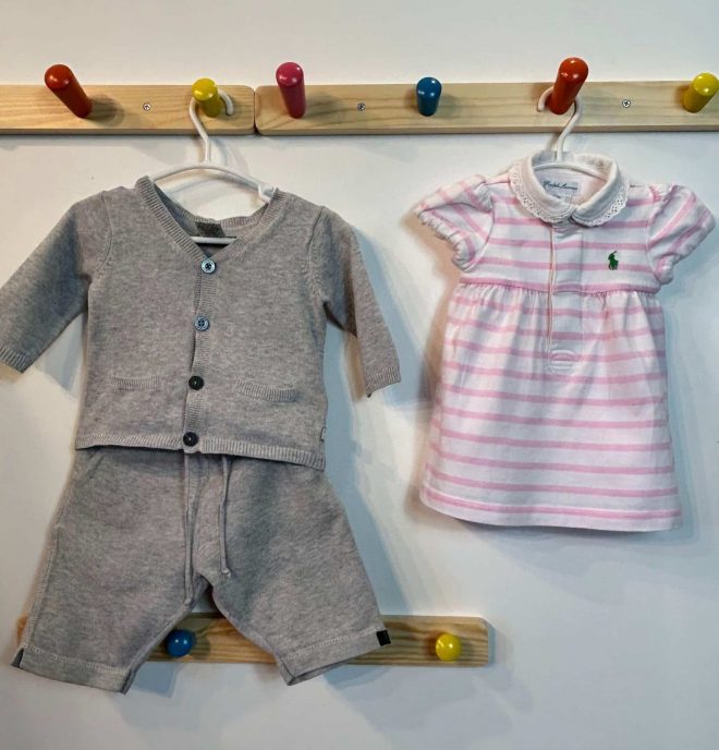 FRED BARE CARDIGAN+ TROUSERS+ RALPH LAUREN DRESS 0-3 months