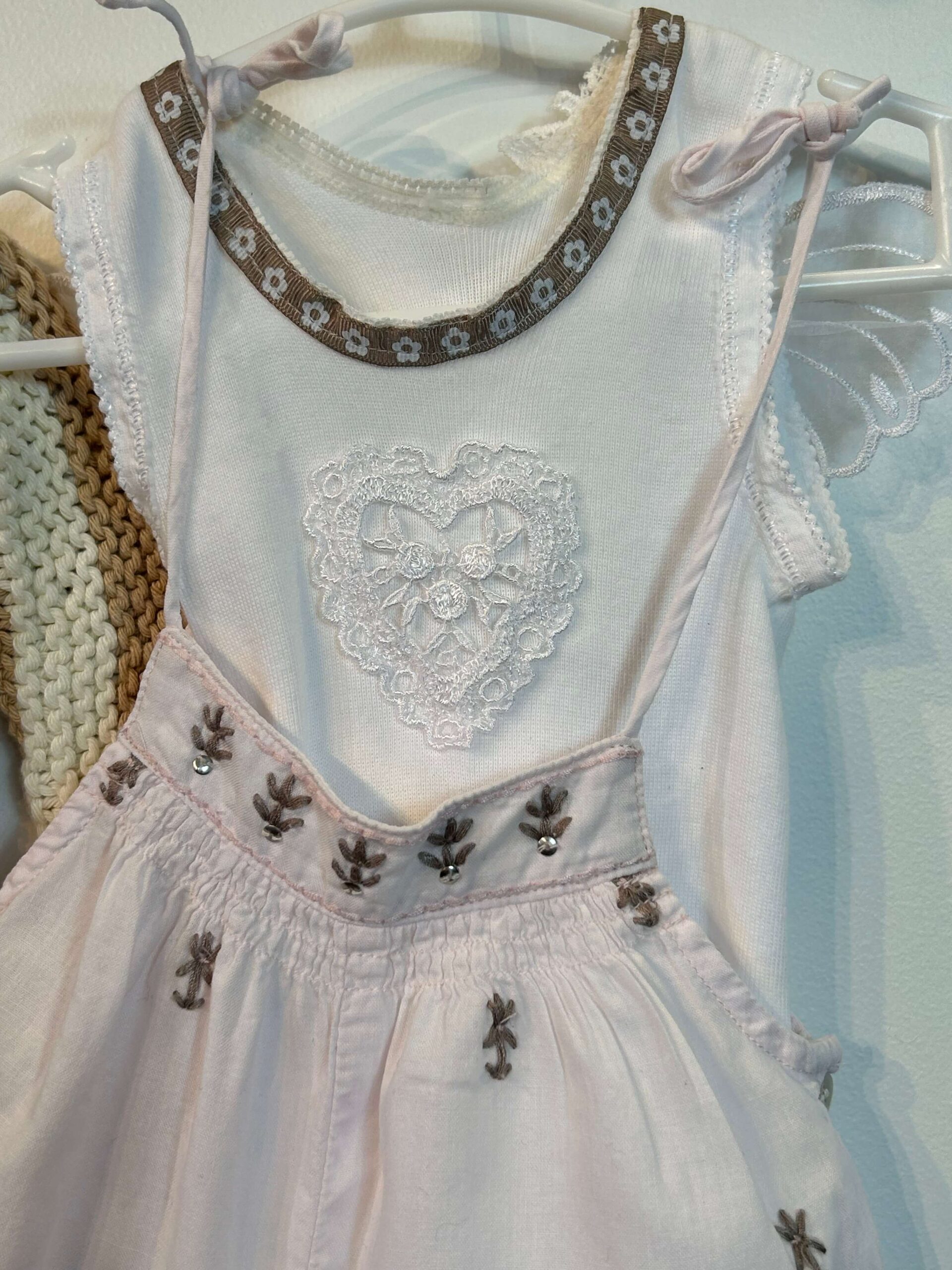 FRED BARE HAREM EMBROIDERED OVERALLS + ALEX & CHARLI WINGED TANK + HAND KNIT SWEATER 0-3 months - Image 5