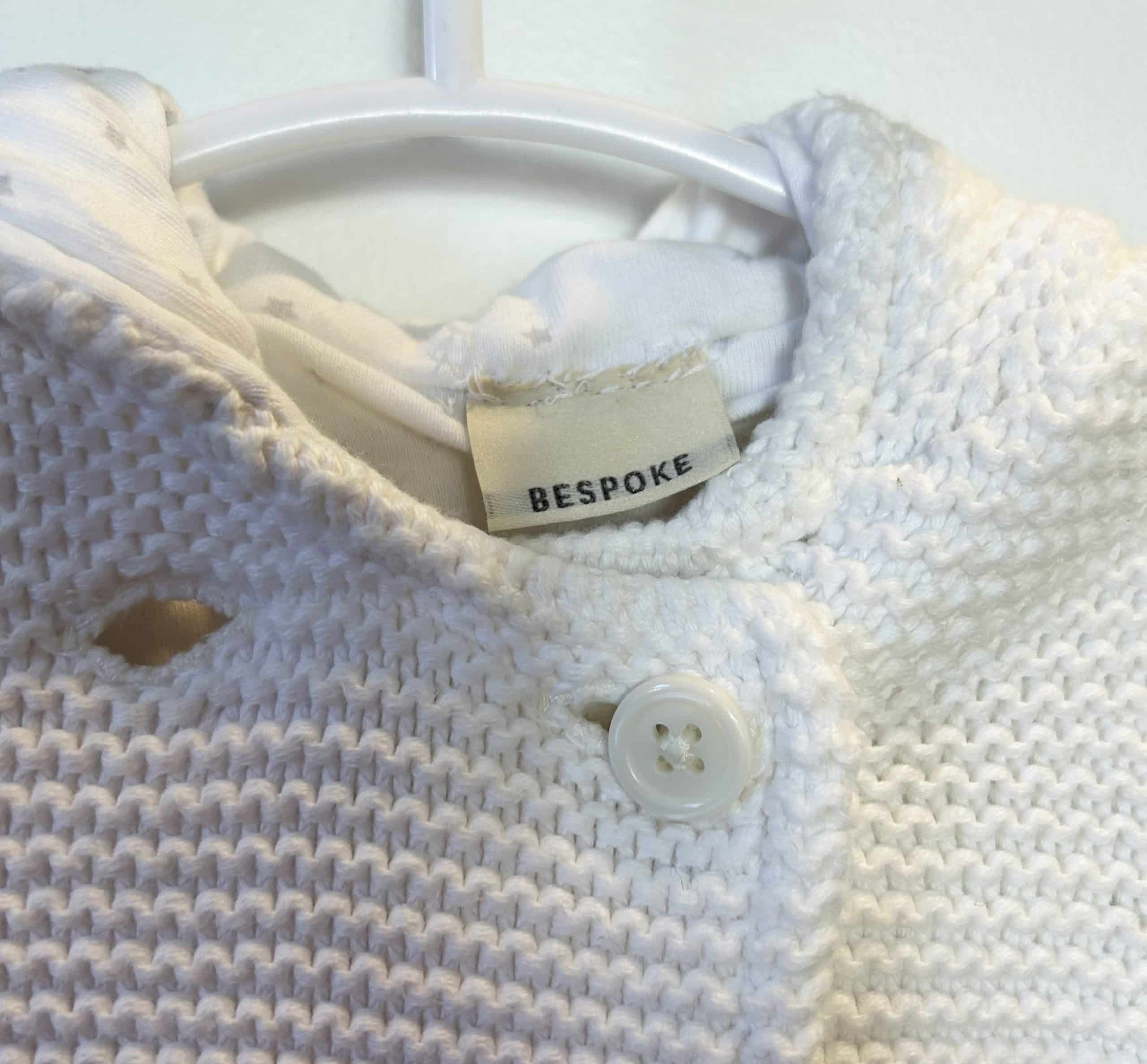 CASHMERE 100% ONESIE (UK) BESPOKE HAND KNIT PADDED CARDIGAN 0-6 MONTHS - Image 4