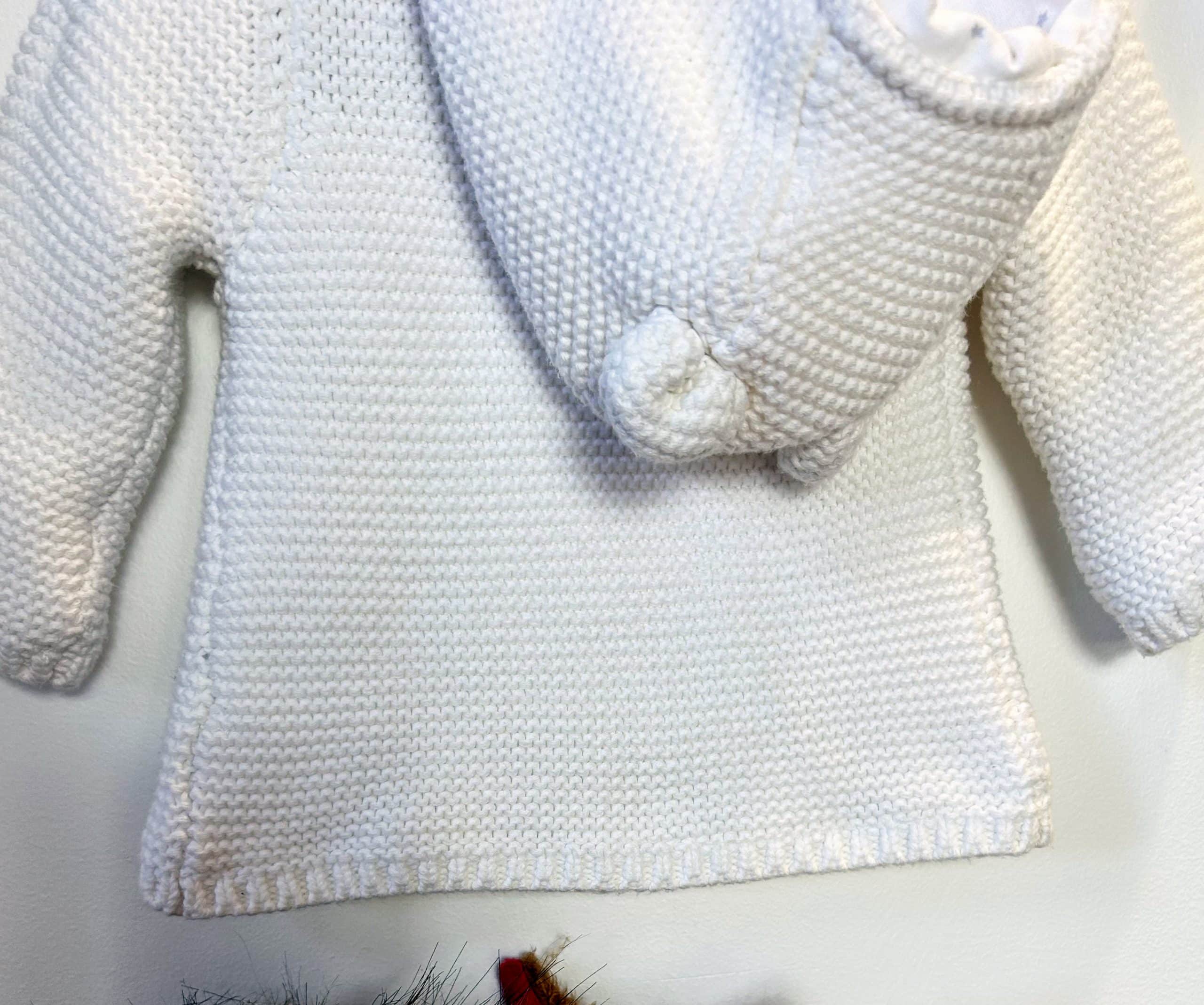 CASHMERE 100% ONESIE (UK) BESPOKE HAND KNIT PADDED CARDIGAN 0-6 MONTHS - Image 3