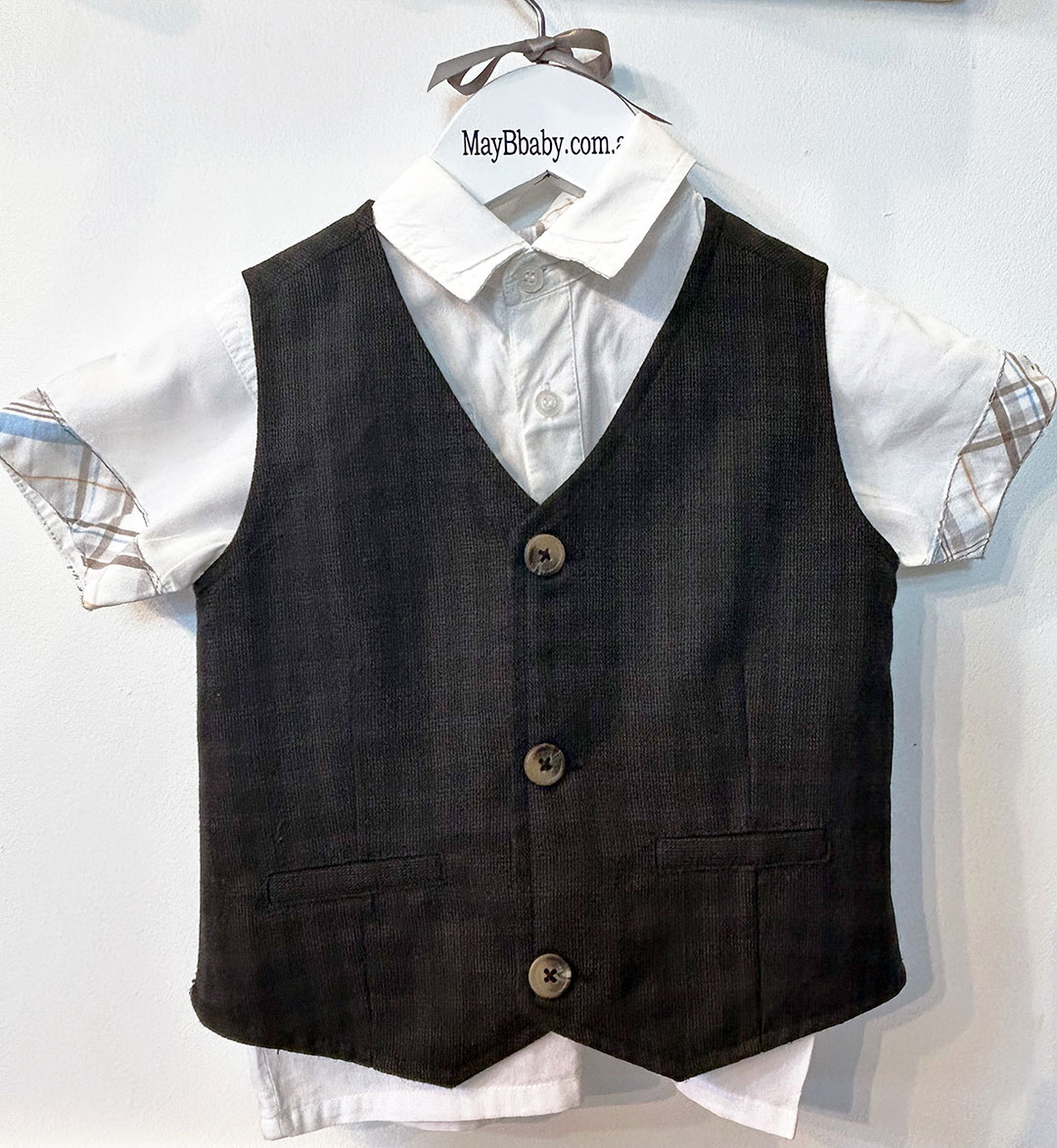 TOUT COMPTE FAIT (France) SHIRT + PETER MORRISSEY BABY VEST + CARGO JEANS WITH BELT + SATIN BOW TIE - Image 6