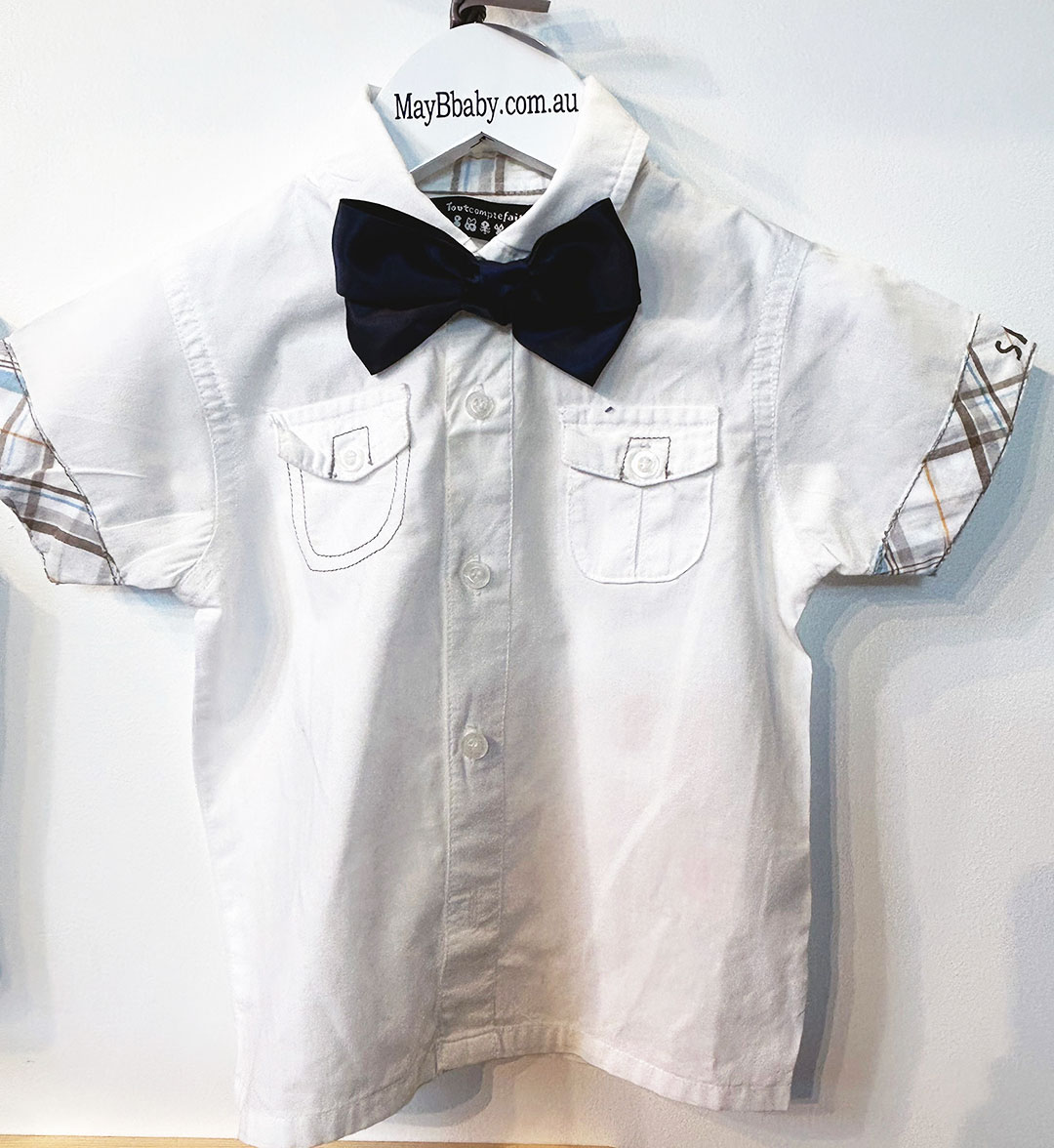 TOUT COMPTE FAIT (France) SHIRT + PETER MORRISSEY BABY VEST + CARGO JEANS WITH BELT + SATIN BOW TIE - Image 5