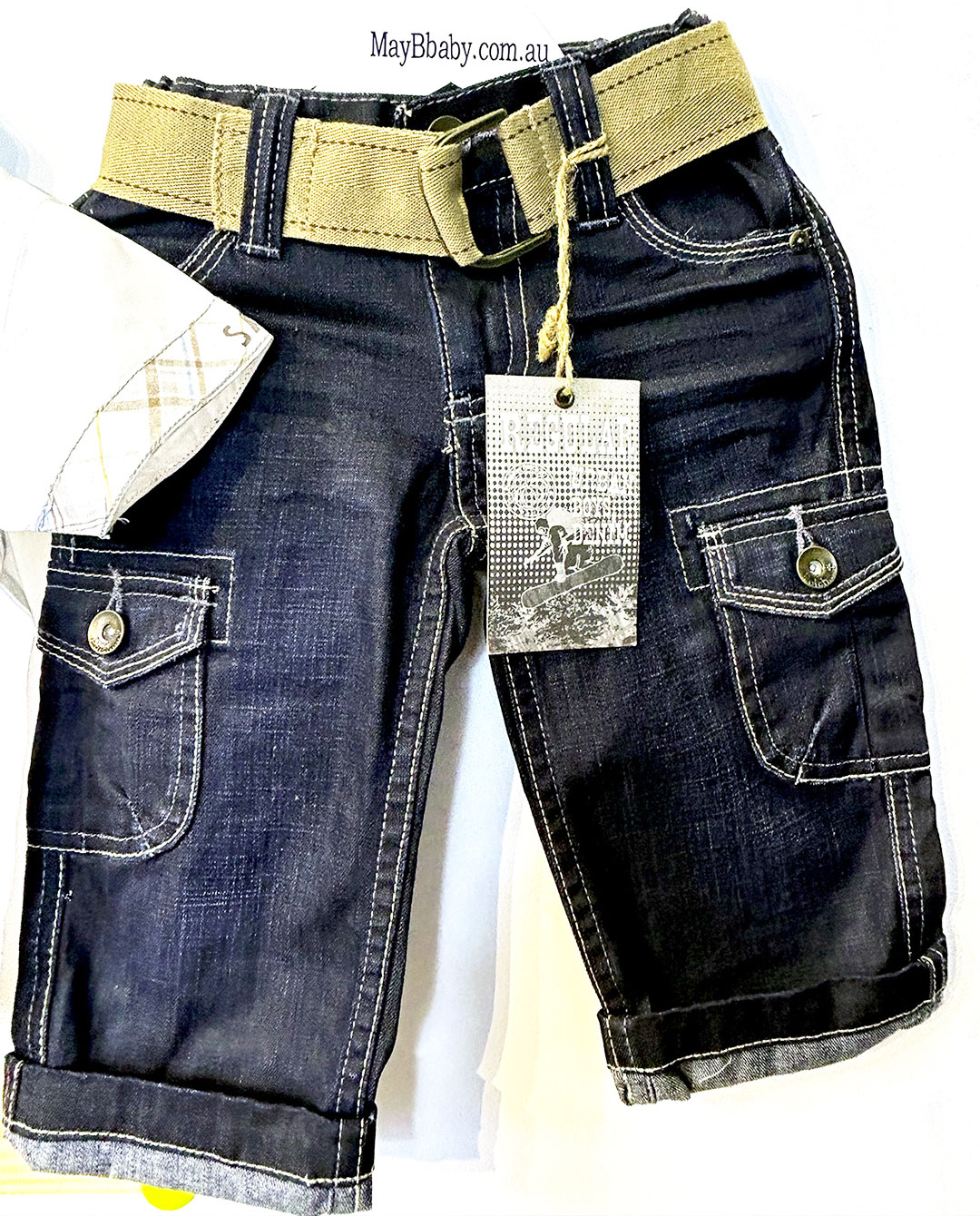 TOUT COMPTE FAIT (France) SHIRT + PETER MORRISSEY BABY VEST + CARGO JEANS WITH BELT + SATIN BOW TIE - Image 4