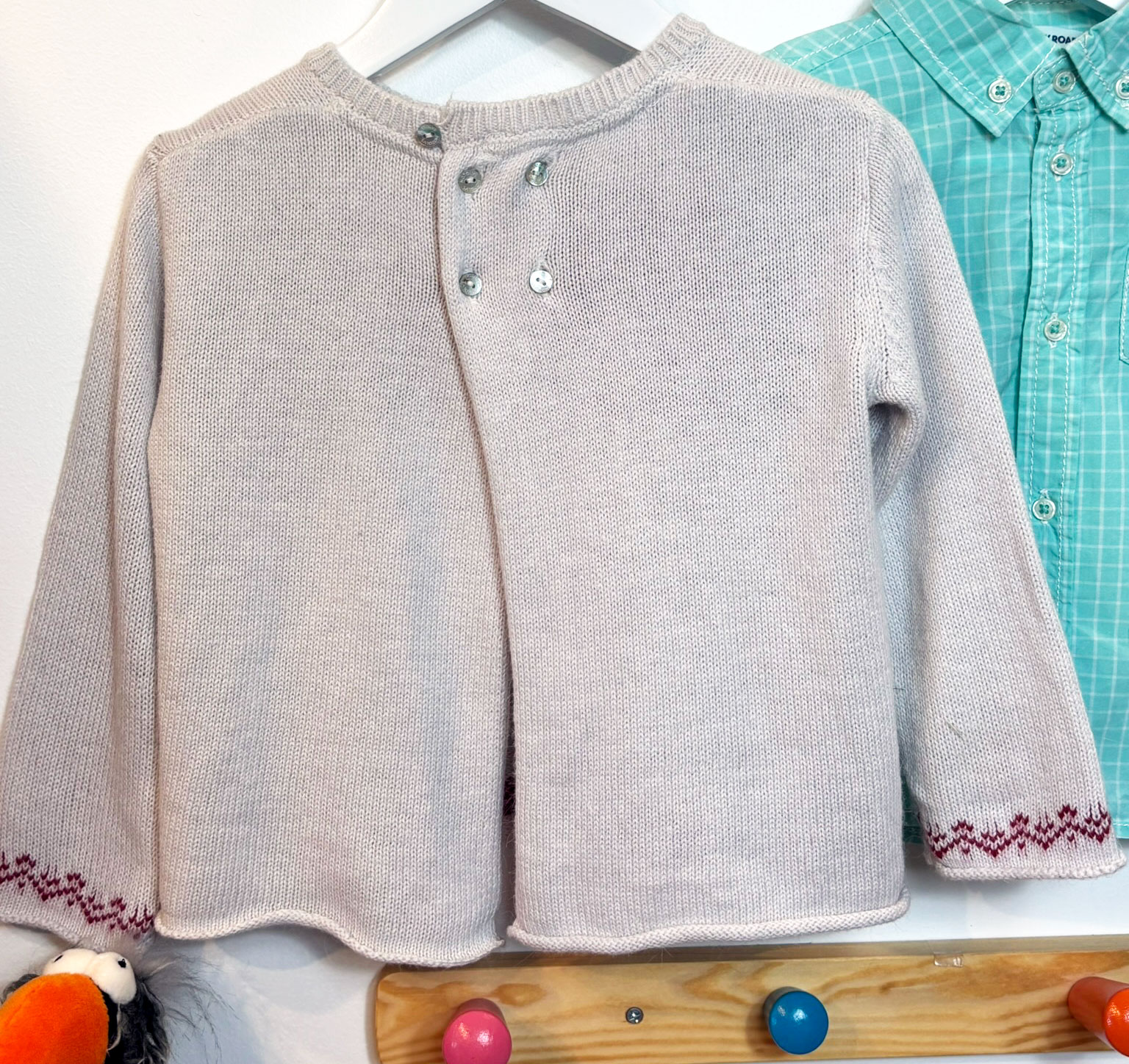 NATALYS (Paris) FAIRISLE JUMPER + COUNTRY ROAD SHIRT + COUNTRY ROAD CORDUROY TROUSERS. 0-3 MONTHS - Image 3