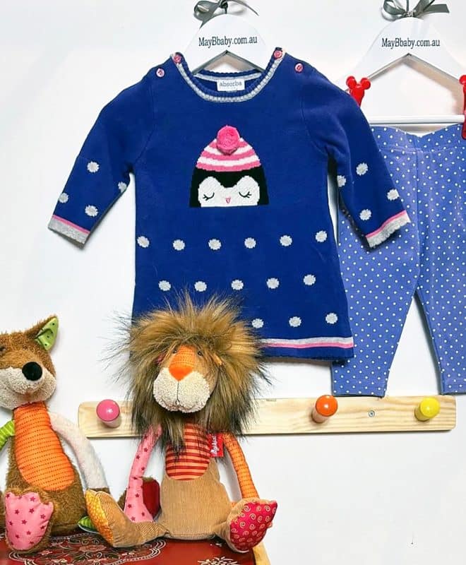 ABSORBA (France) KNIT DRESS + LEGGINGS  0-3 months