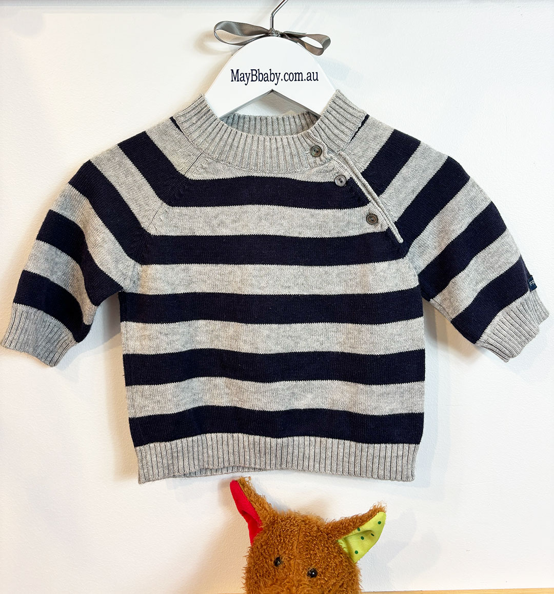 FRED BARE MERINO WOOL JUMPER + OBAIBI (France) TROUSERS + FRAYED KNOT LEATHER SHOES 0-3 MONTHS - Image 5