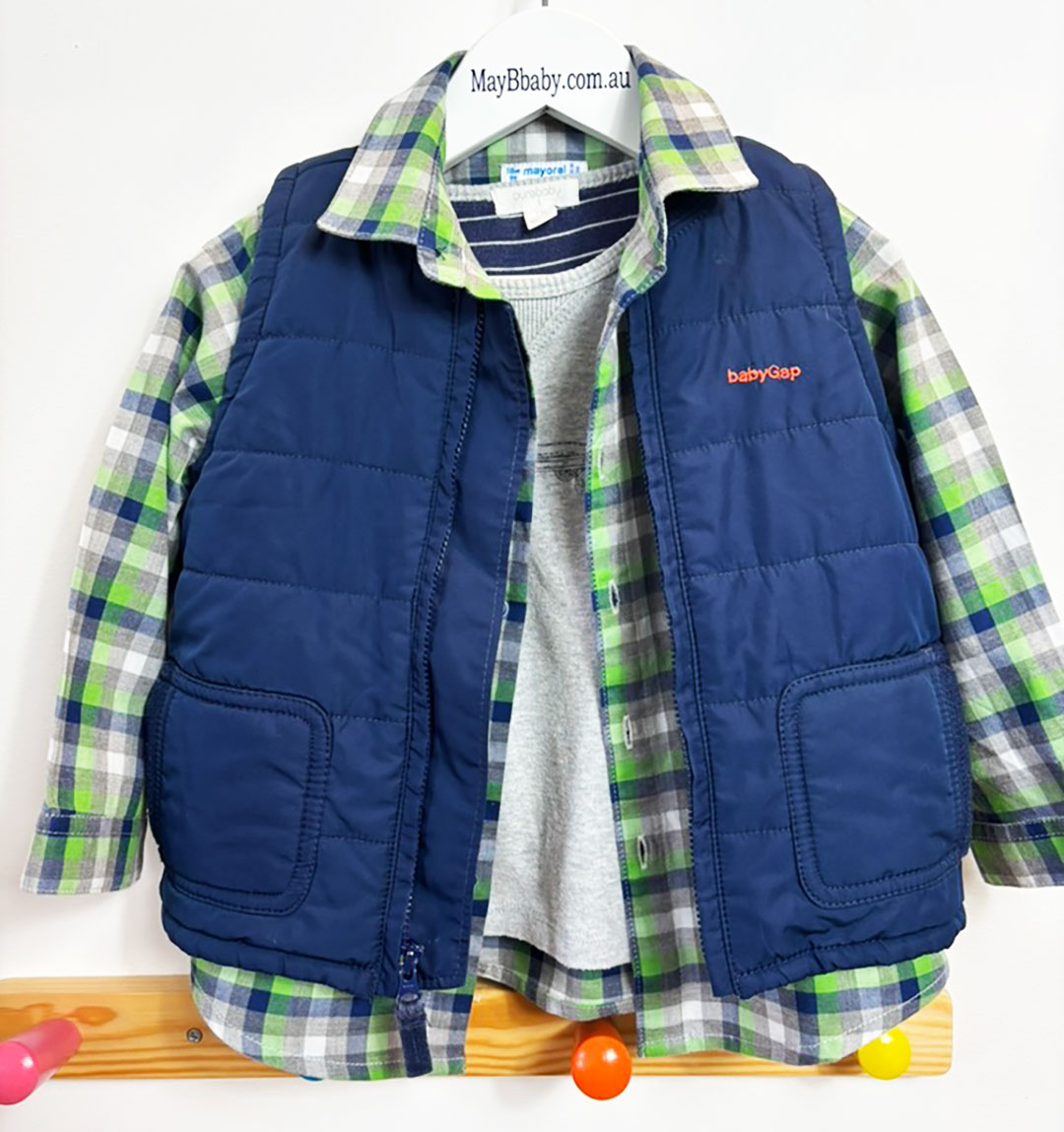 MAYORAL (France) SHIRT + PURE BABY TEE + BABY GAP PADDED GILET + PUMPKIN PATCH JEANS 18 Months - Image 7
