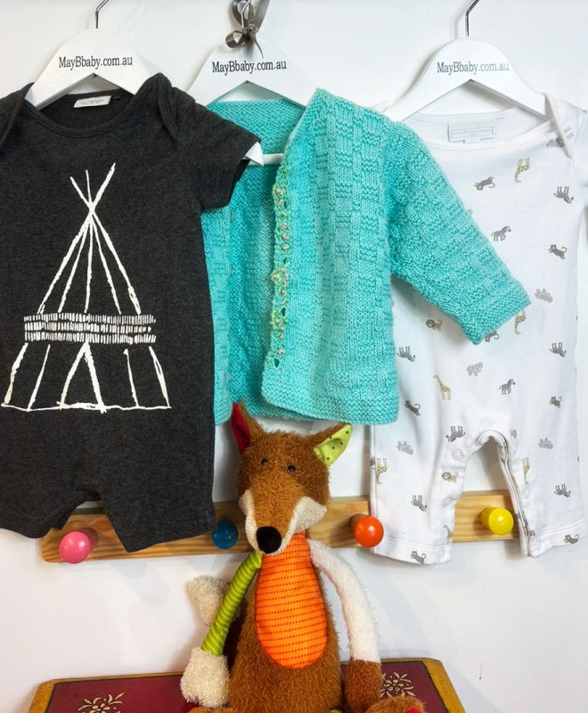 THE LITTLE WHITE COMPANY LONDON ONESIE + NEXT UK ONESIE + HAND KNIT CARDIGAN 0-3 MONTHS