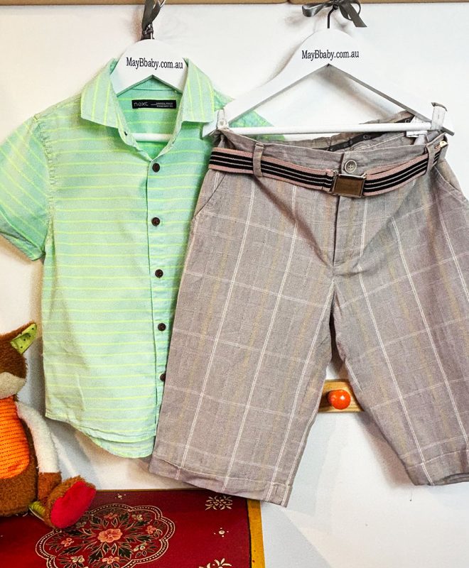 CLIX (Italy) LINEN TROUSERS + NEXT (UK) SHIRT 4-5 YEARS