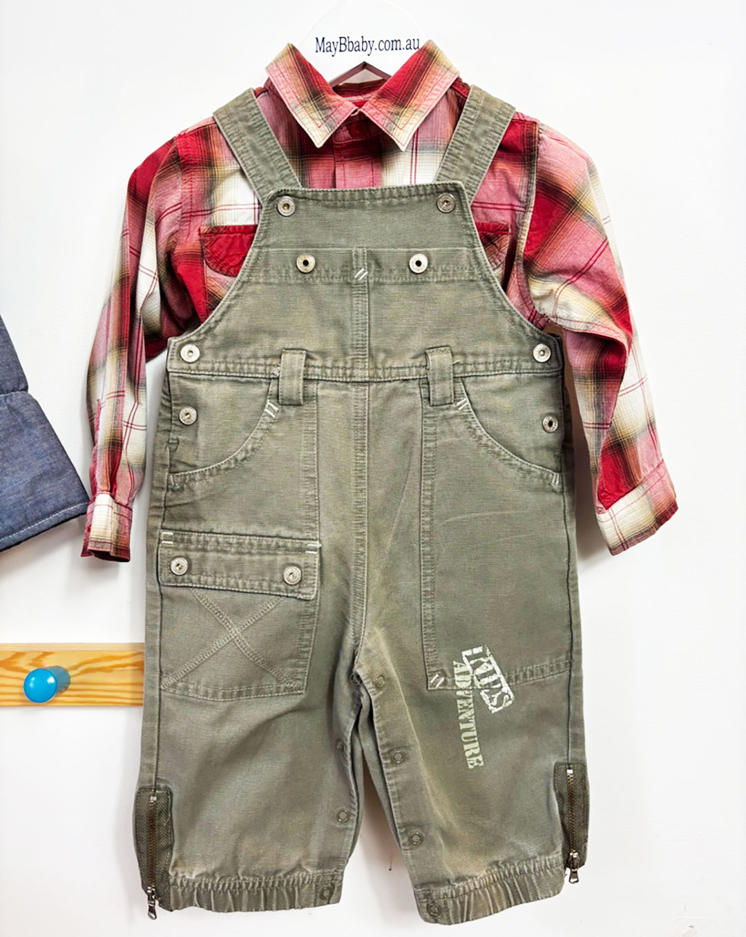 OBAIBI (France) DUNGAREES + NEXT DUFFEL COAT + MARKS & SPENCER SHIRT 18 months - Image 2