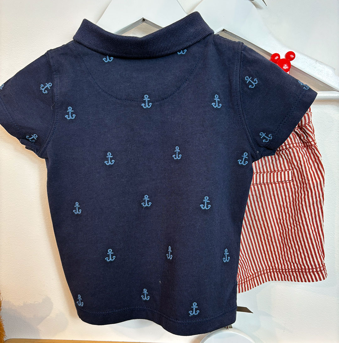 JOHN LEWIS POLO SHIRT + SHORTS + RALPH LAUREN LONG SLEEVE TEE 6-9 MONTHS - Image 7