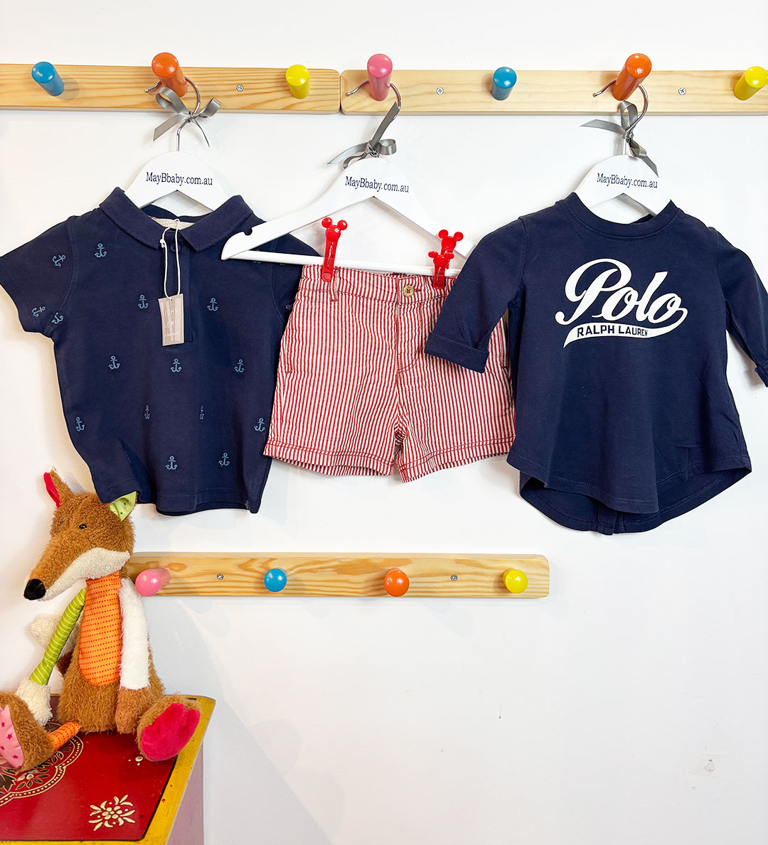 JOHN LEWIS POLO SHIRT + SHORTS + RALPH LAUREN LONG SLEEVE TEE 6-9 MONTHS - Image 4