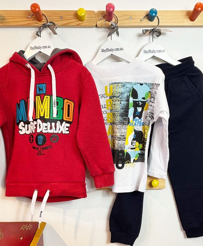 MAYORAL (France) TRACK PANTS + MAMBO SURF DELUXE  HOODIE  + PRIMIGI (Italy) TEE