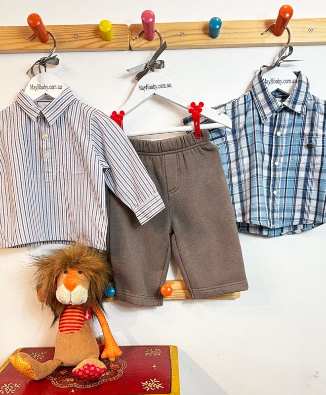 COUNTRY ROAD BABY SHIRT + SPROUT TEE + OSH KOSH SHORTS 0-3 MONTHS